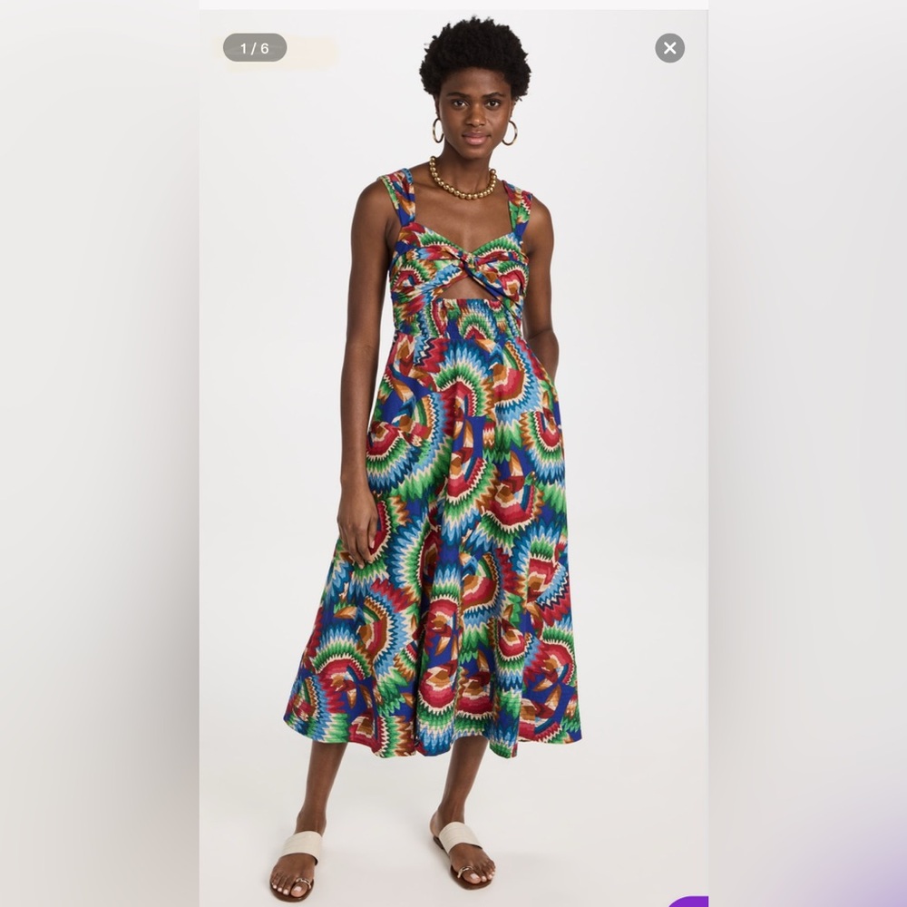 FARM Rio Chevron Toucans Midi Dress